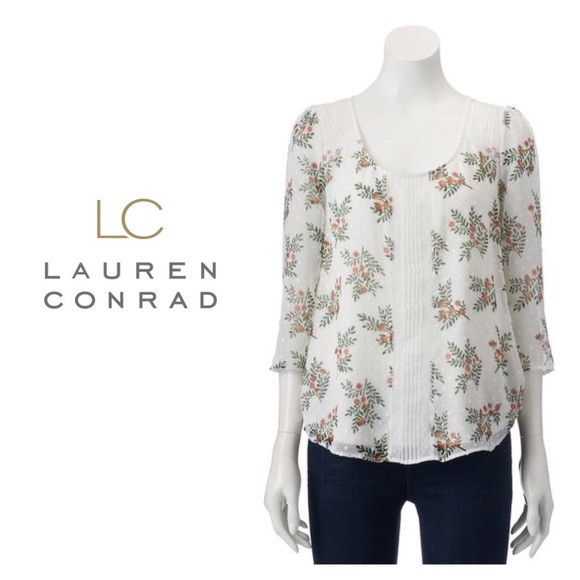 LC Lauren Conrad Tops - SOLD Lauren Conrad Top  White Swiss Dot Sz S